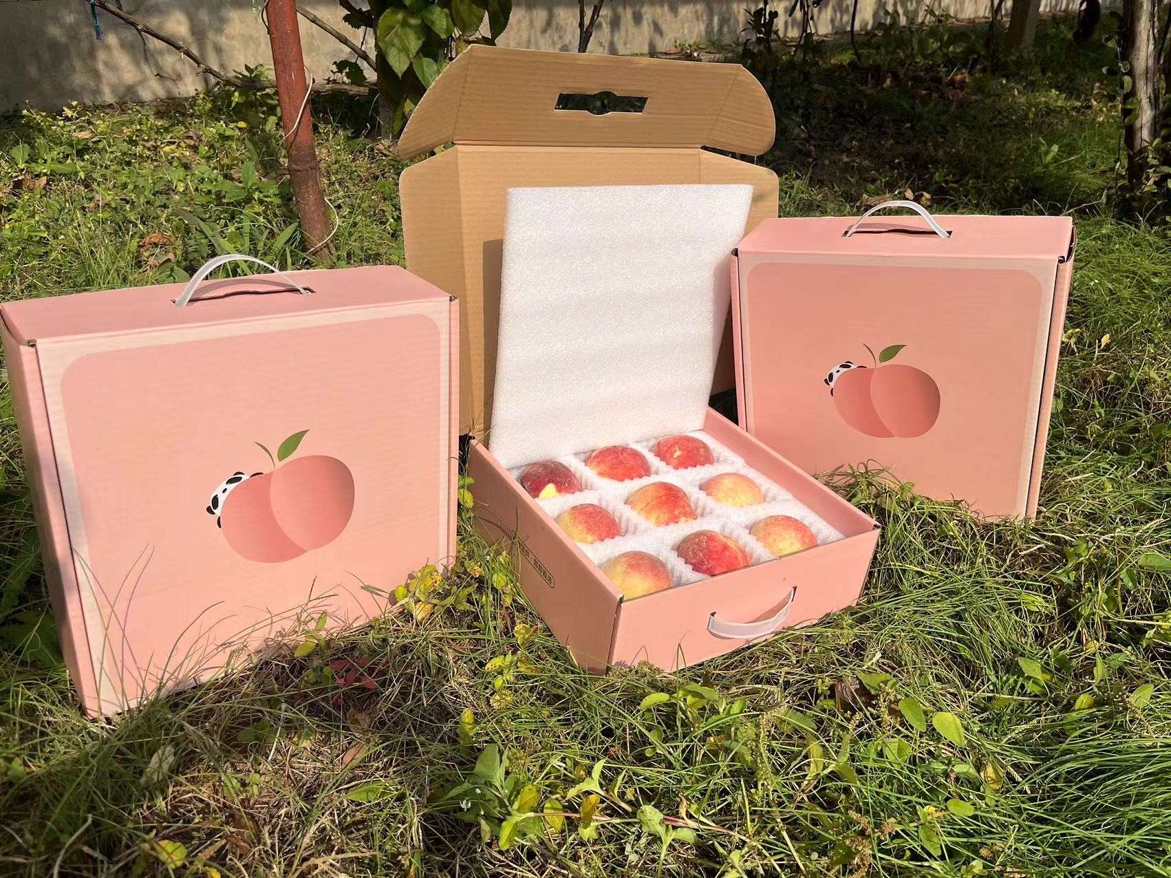 水蜜桃黄蟠桃粉色系高端礼盒包装 - 尧晟包装桃系列产品